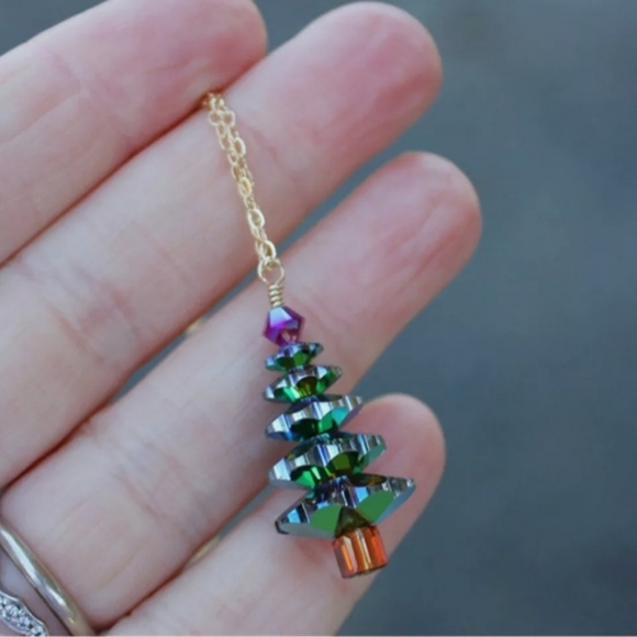 Prism Christmas Tree Necklace (Gold) - Picture 3 of 5